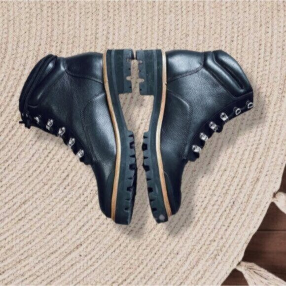 MARC FISHER Limited Edition "IDELLA" Shearling Hiking Lug Leather Buckle Boot- 9 - Picture 9 of 16